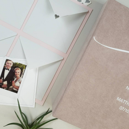 Wedding Guest Book with envelopes "WE DO"