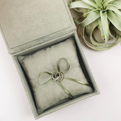 Wedding rings box "KAREN" with paper vows cards and wedding rings pillow
